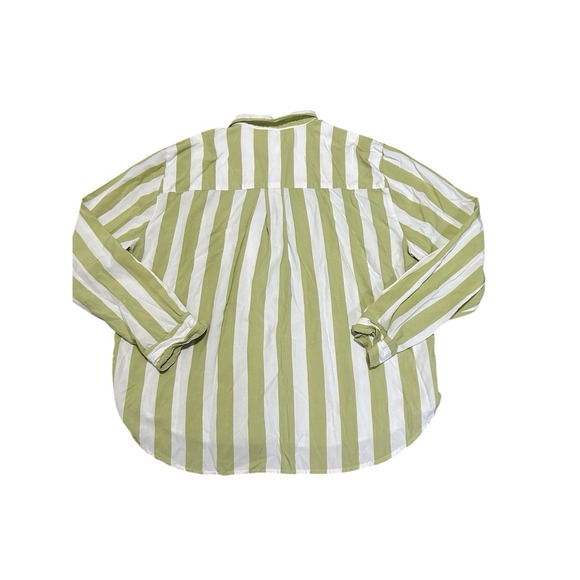Piyama Green White Striped Button Up Shirt | 100% Rayon | Women's XL - Picture 6 of 10